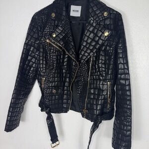 Moschino cheap & Chic Crocodile Effect Biker Jacket Rare Please Read Size 8